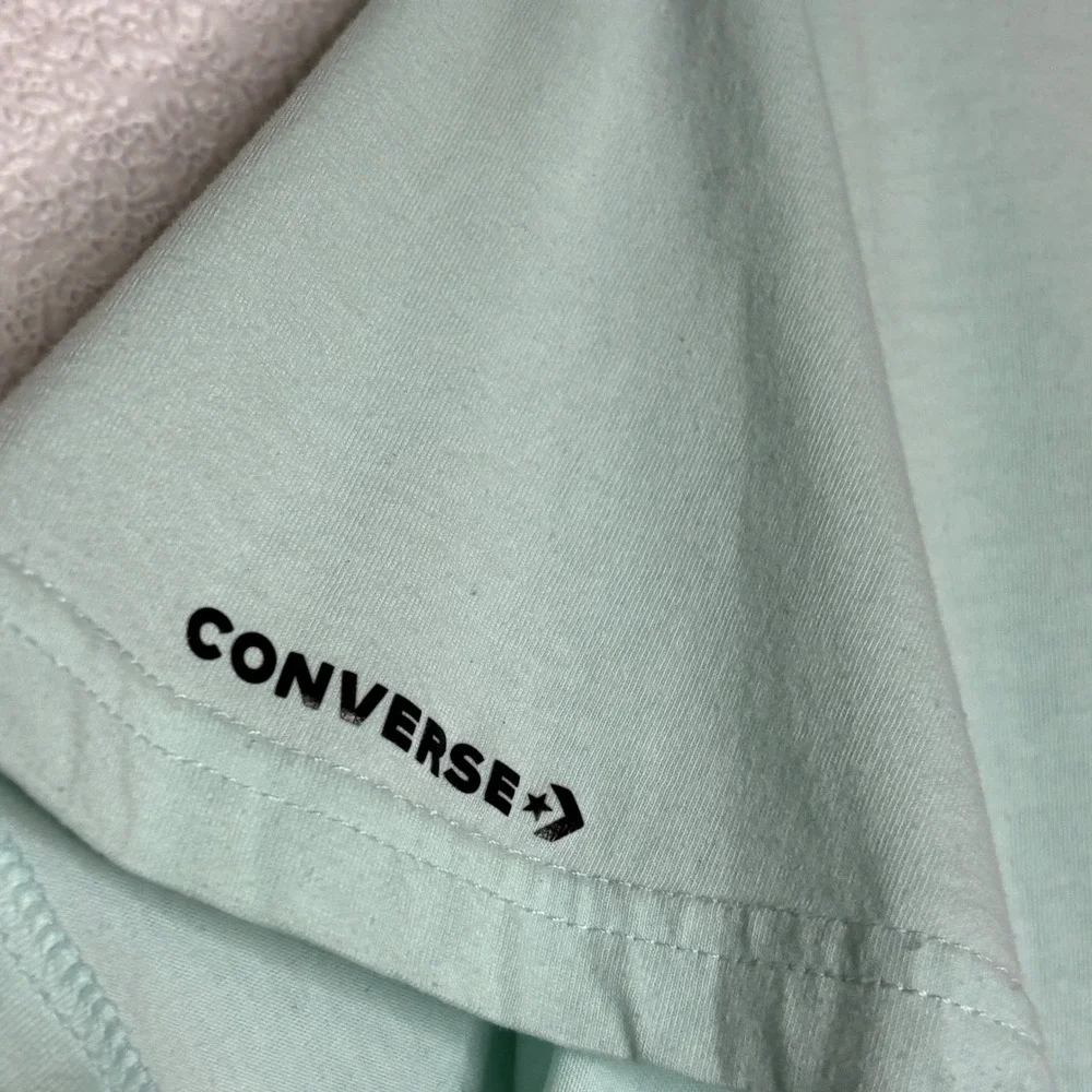 Converse All Star Floral Graphic T-Shirt Girls XL Aqua Blue‎ Cotton Blend